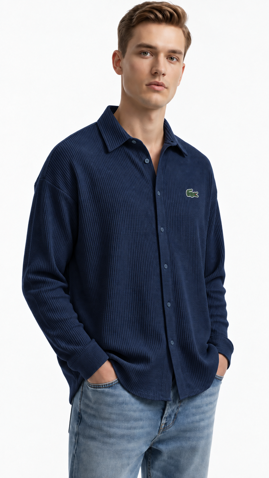 Men's Comfortable Cotton Long-Sleeve Casual Shirt with Collar
