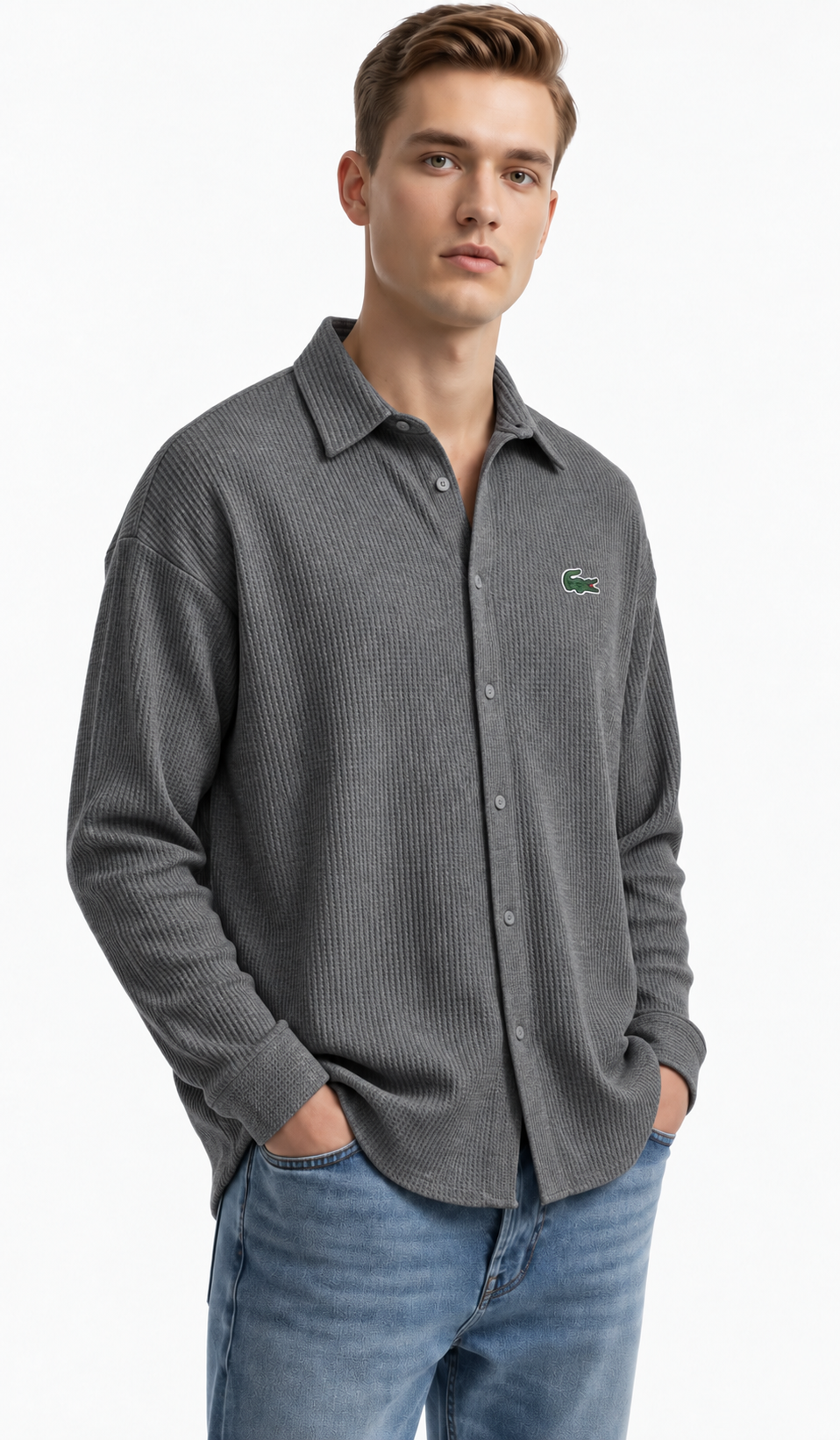 Men's Comfortable Cotton Long-Sleeve Casual Shirt with Collar