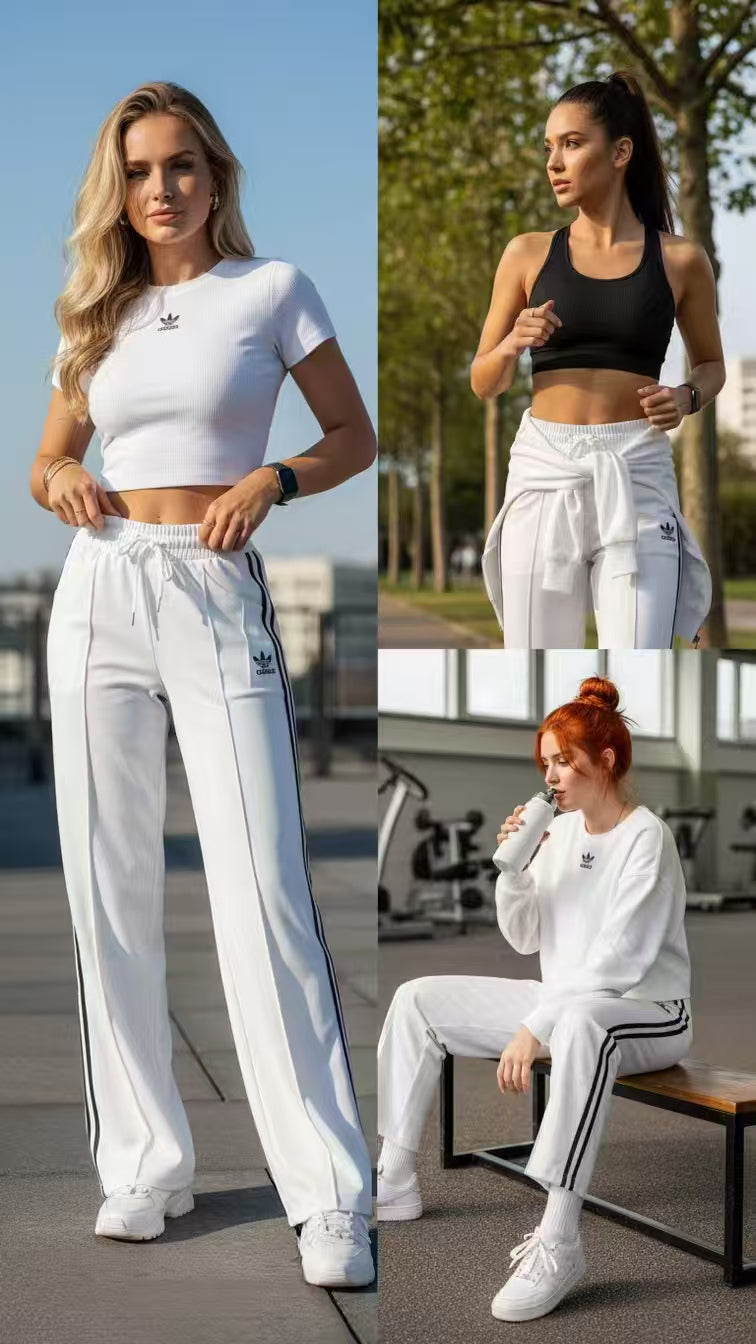 Women’s Side Stripe Track Pants ✨ High‑Waist Casual Jogger Trousers