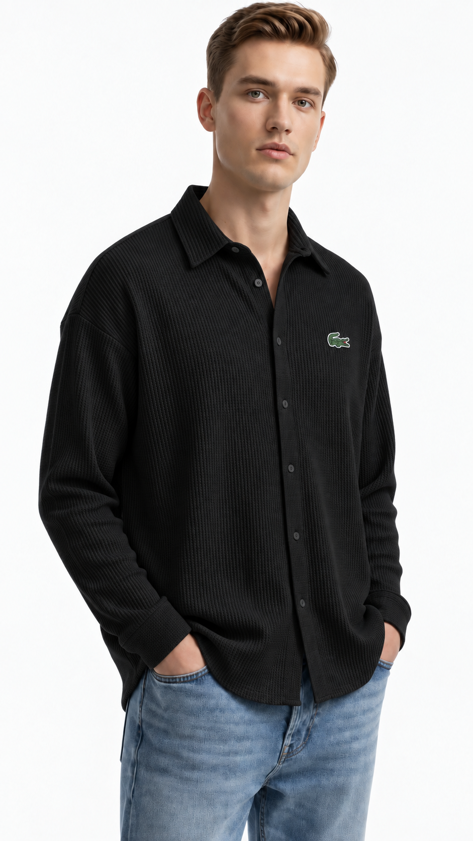 Men's Comfortable Cotton Long-Sleeve Casual Shirt with Collar