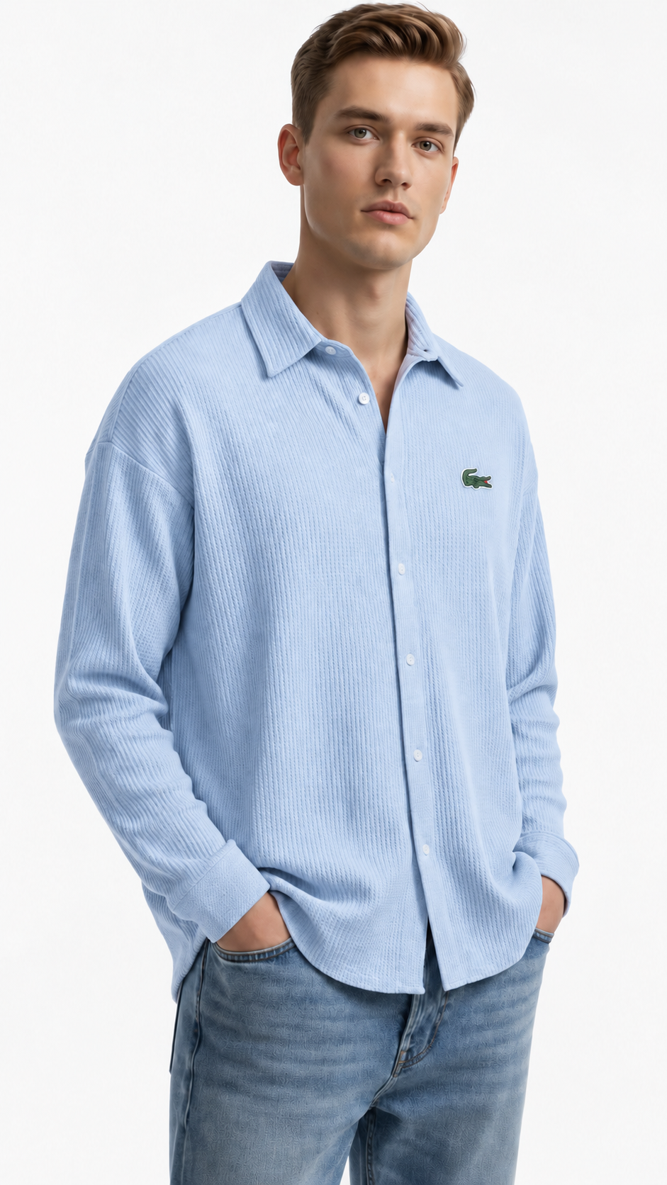 Men's Comfortable Cotton Long-Sleeve Casual Shirt with Collar